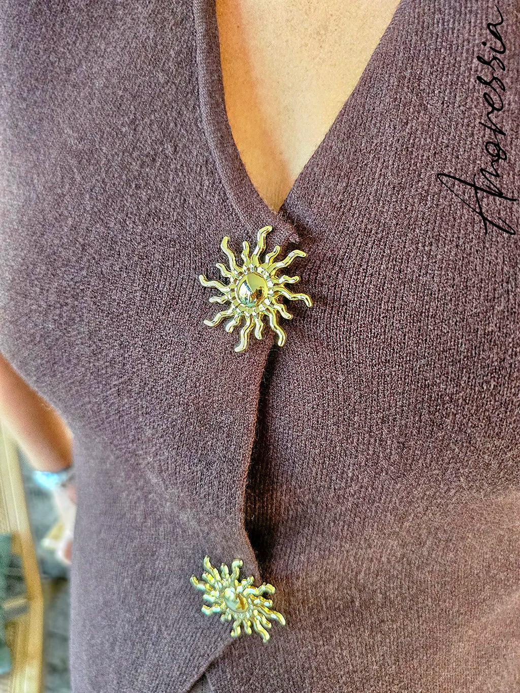 Gilet sans manches Coffee — Gilet Sans Manches Camel Femme vue détail