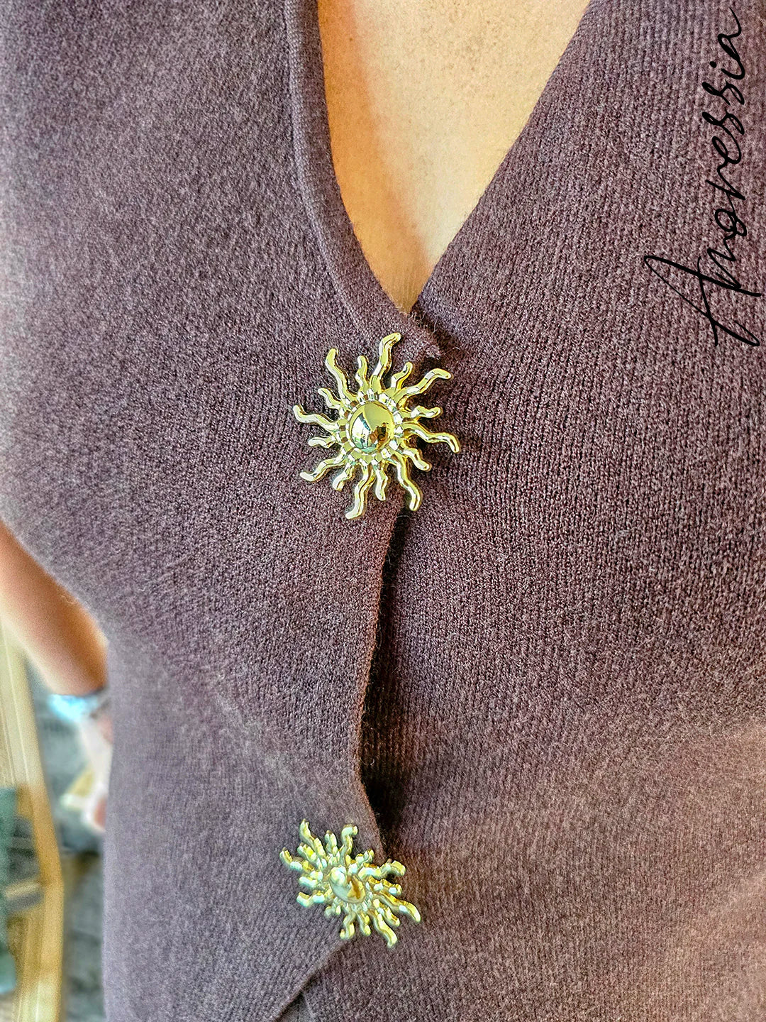 Gilet sans manches Coffee — Gilet Sans Manches Camel Femme vue détail