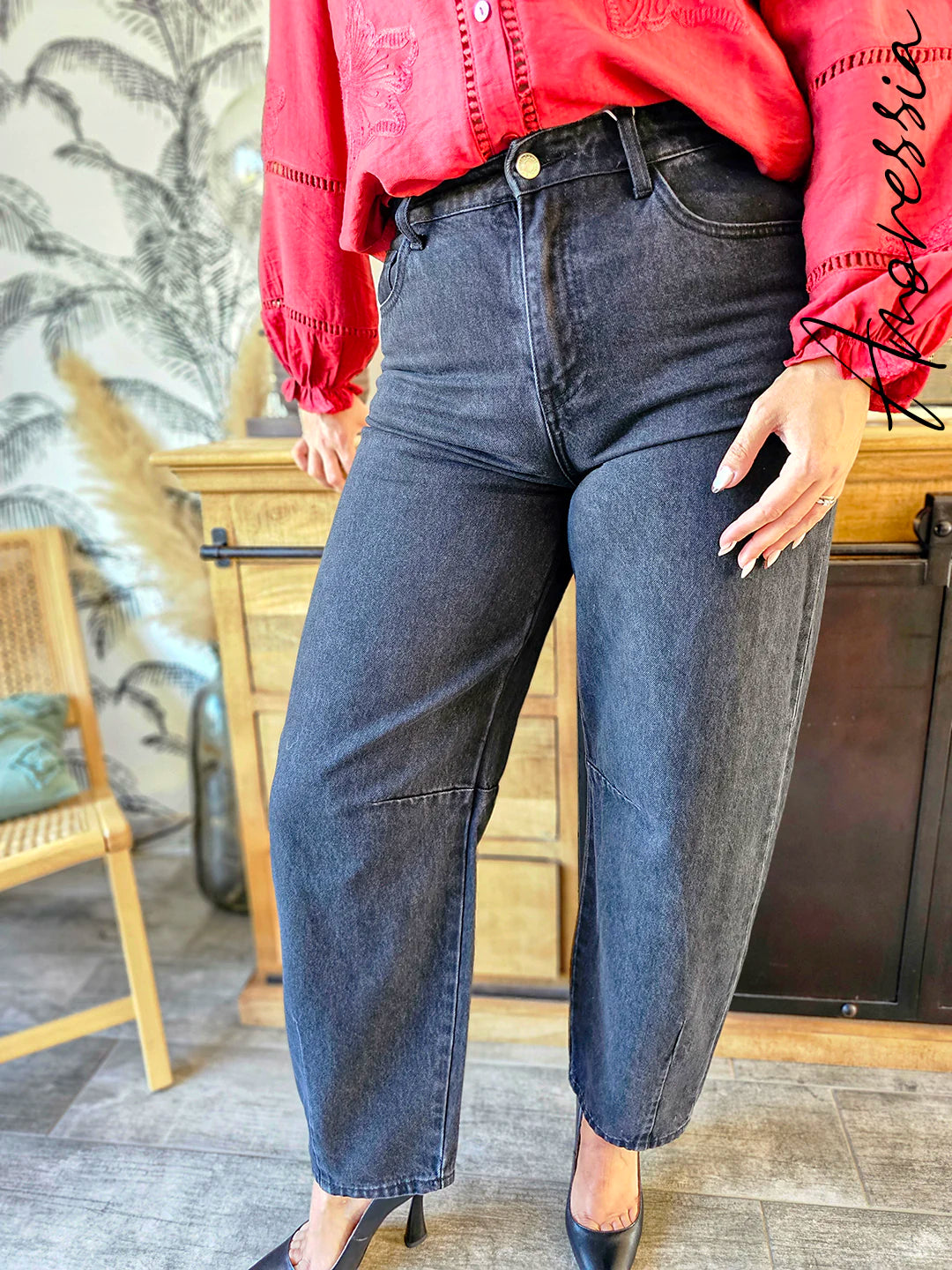 Jean Barrel — Jean Barrel Leg Taille Haute Femme