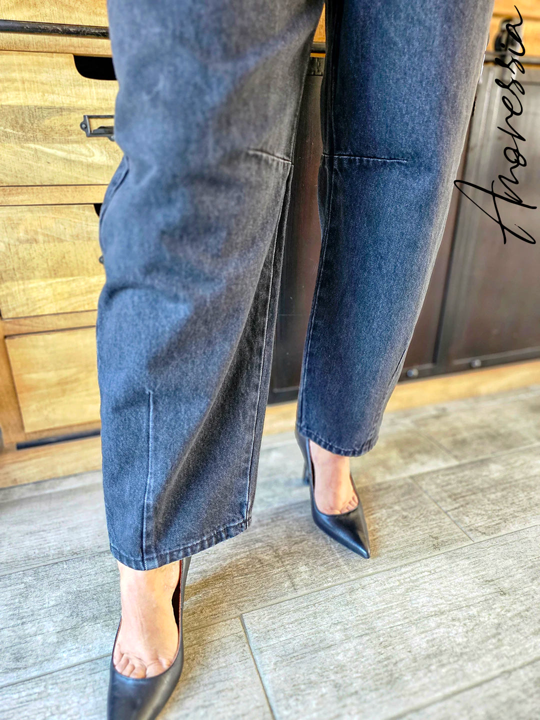 Jean Barrel — Jean Barrel Leg Taille Haute Femme vue détail
