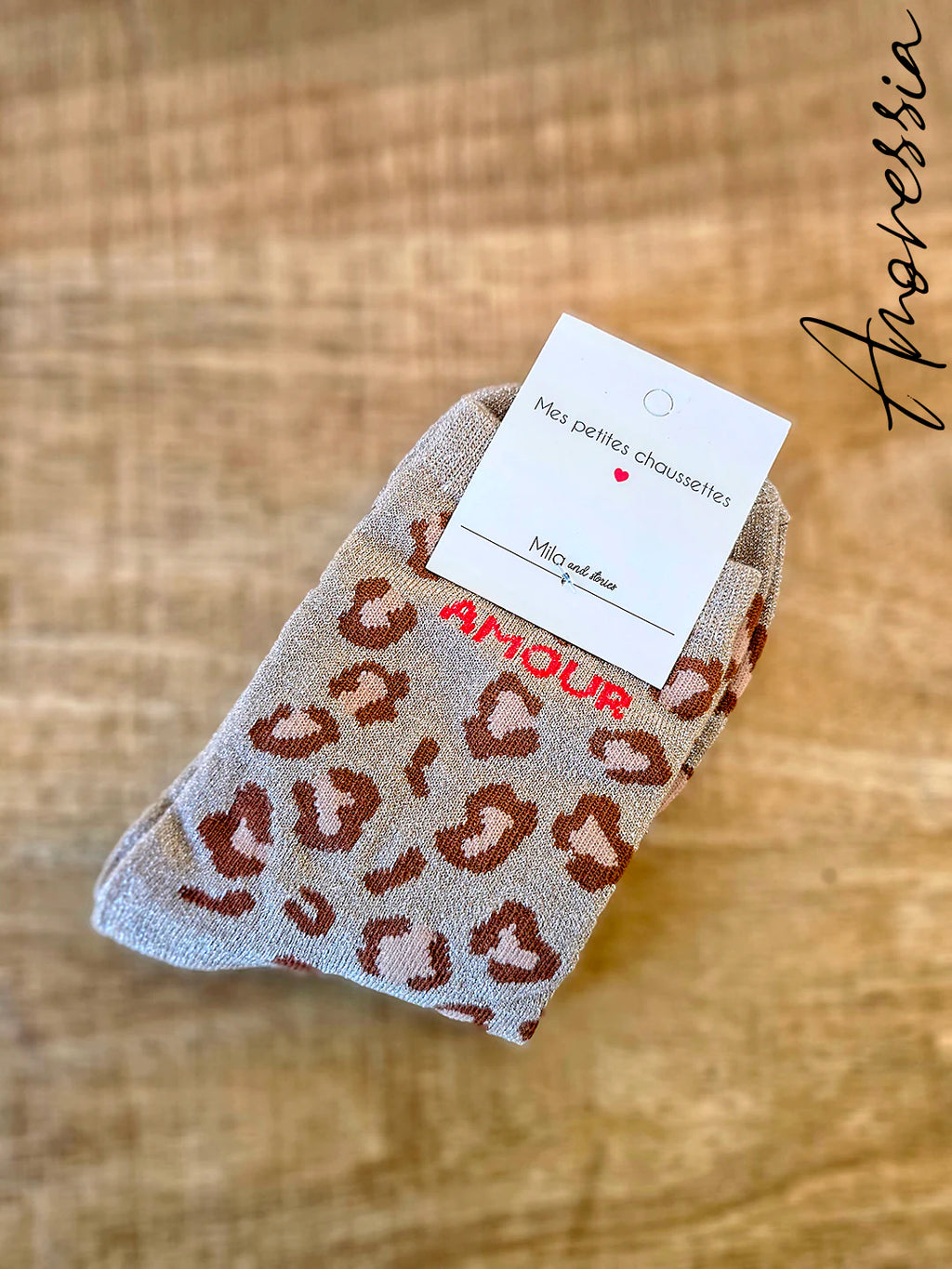 Chaussettes Léopard Paillettes Amour — Chaussettes Léopard Paillettes Femme photo portées