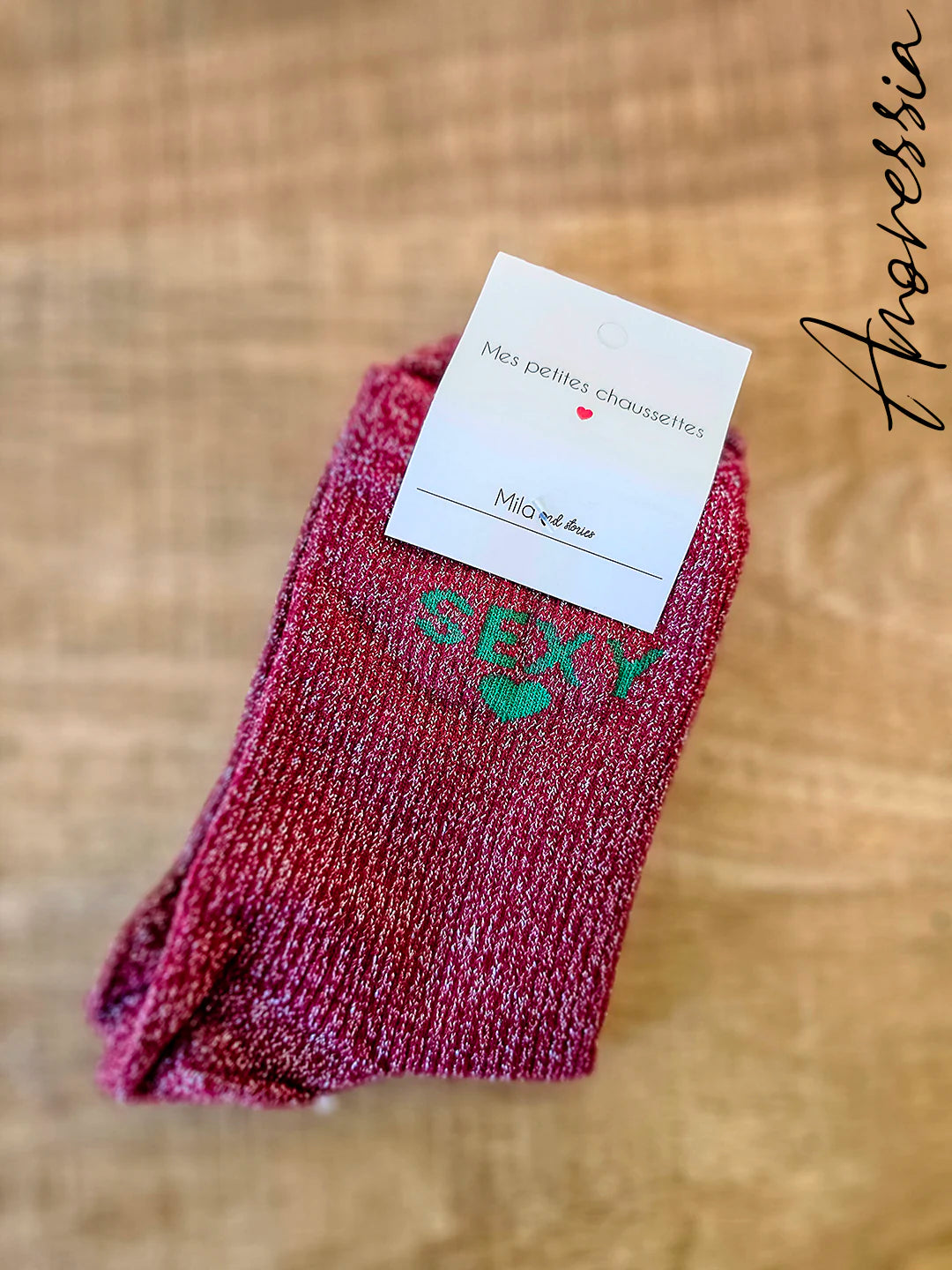 Chaussettes à paillettes – Message “Sexy” ✨