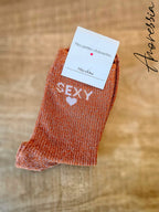 Chaussettes Paillettes Sexy — Chaussettes Message Paillettes Femme photo portées
