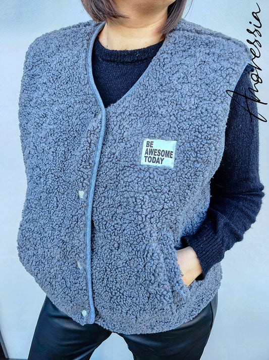 Gilet sans manches en sherpa Gris