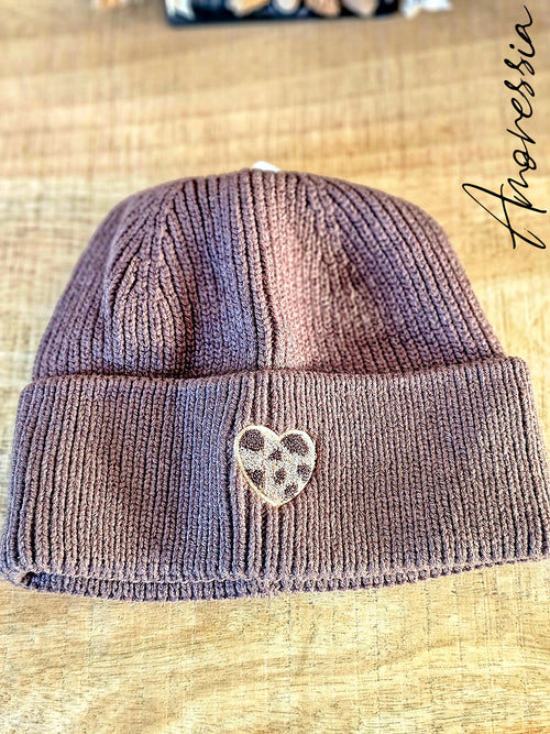 Bonnet Cœur Léopard — Bonnet Léopard Femme photo porté