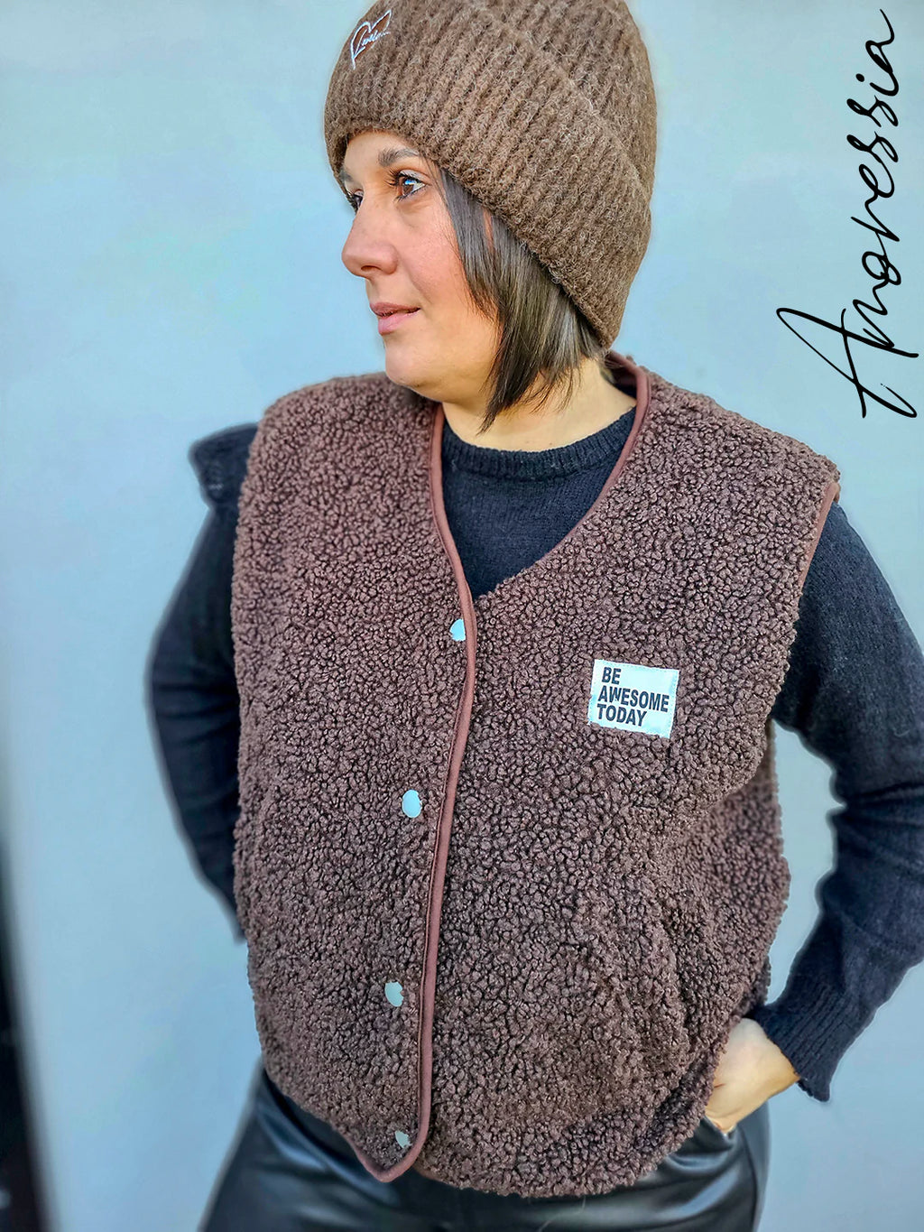 Gilet sans manche Sixtine Chocolat — Gilet Sans Manches Chocolat Femme