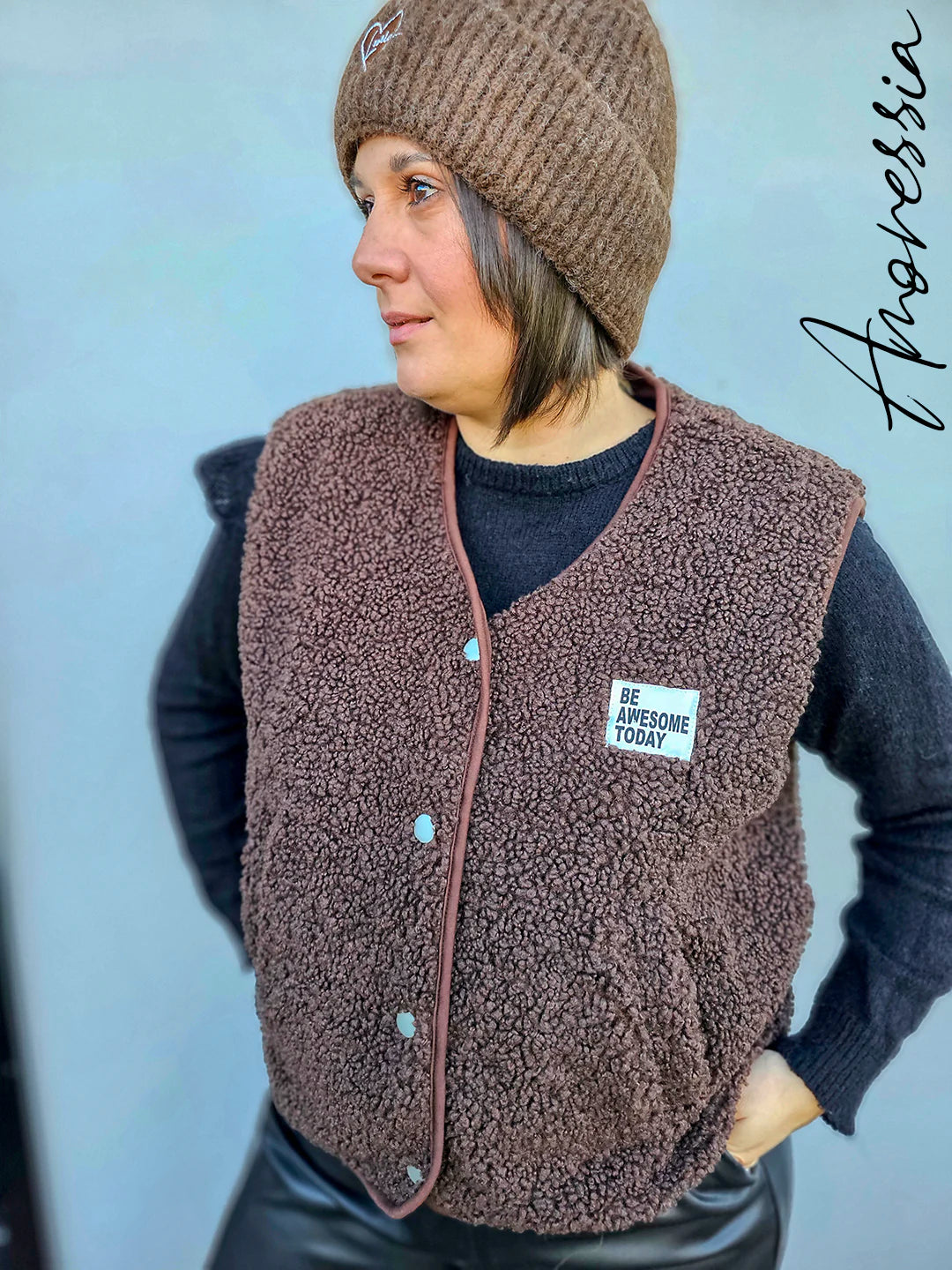 Gilet sans manche Sixtine Chocolat — Gilet Sans Manches Chocolat Femme