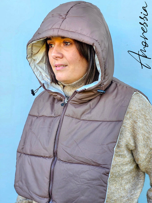 Plastron Matelassée reversible marron