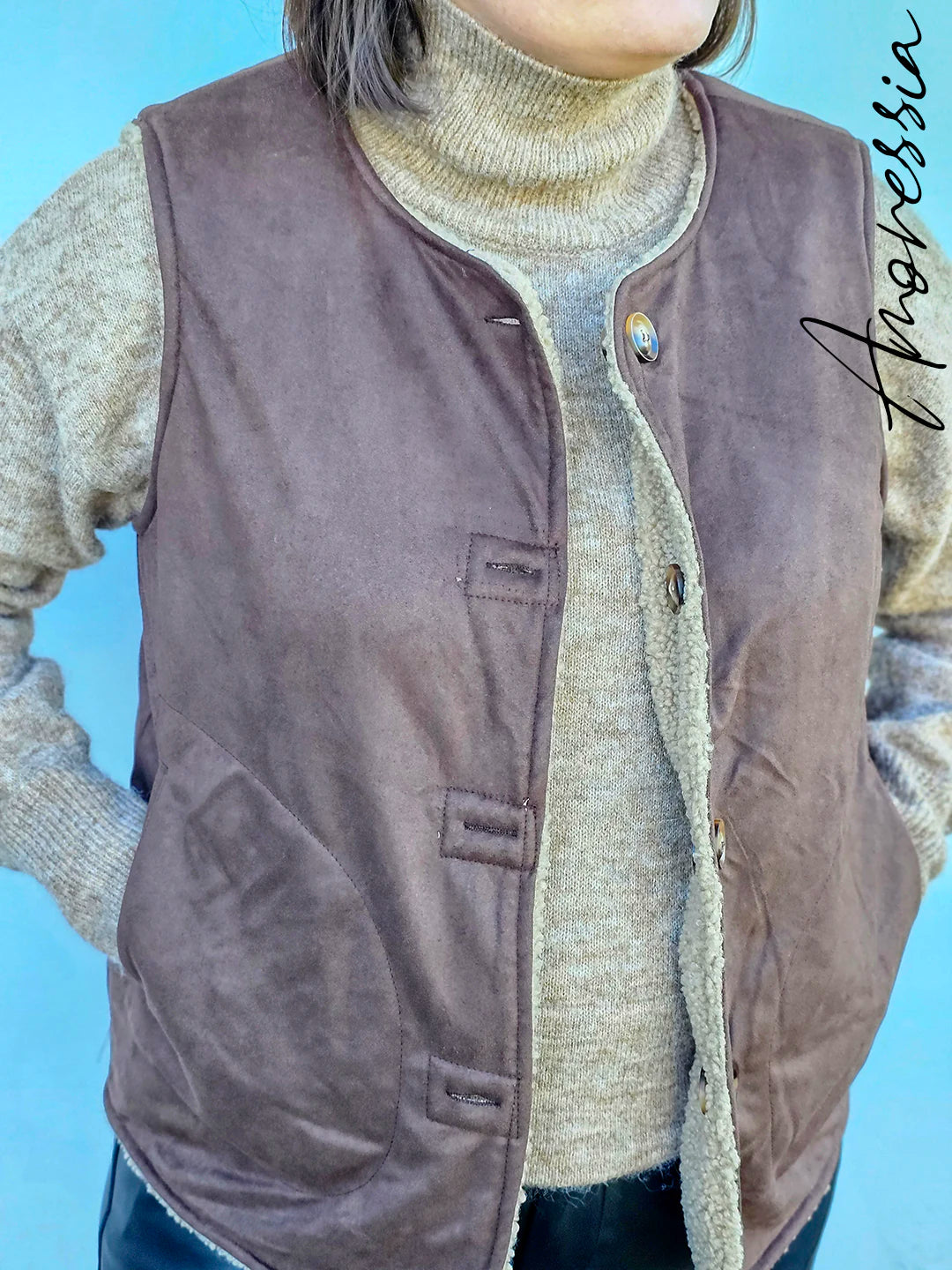Gilet sans manches Réversible — Gilet Réversible Sans Manches Femme photo portée