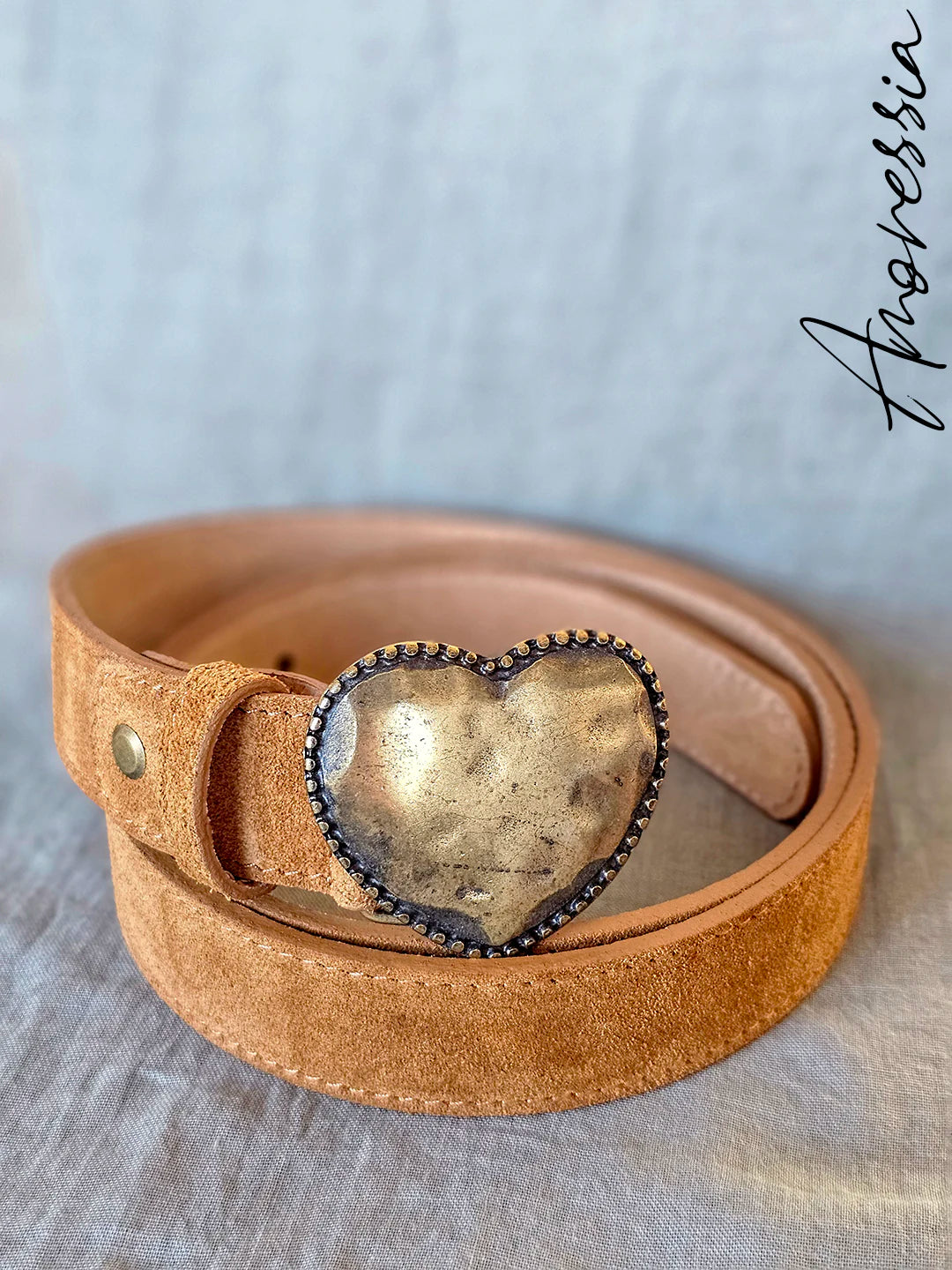 Ceinture Boucle Coeur Camel