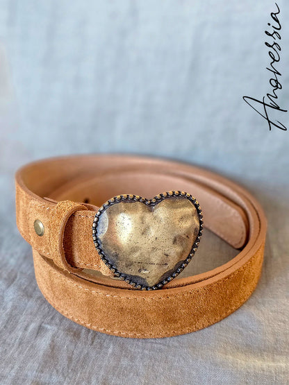 Ceinture Boucle Coeur Camel