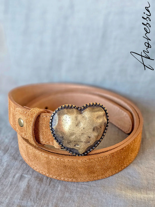 Ceinture Boucle Coeur Camel