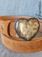 Ceinture Boucle Coeur Camel — Ceinture Camel Boucle Cœur Femme autre vue