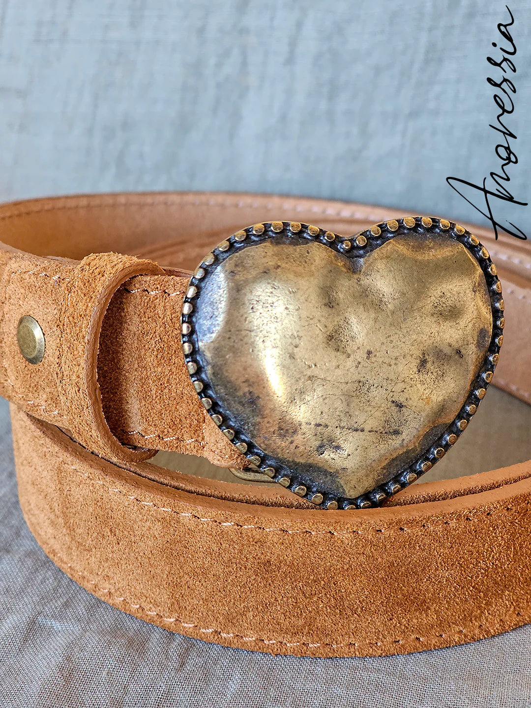 Ceinture Boucle Coeur Camel — Ceinture Camel Boucle Cœur Femme autre vue