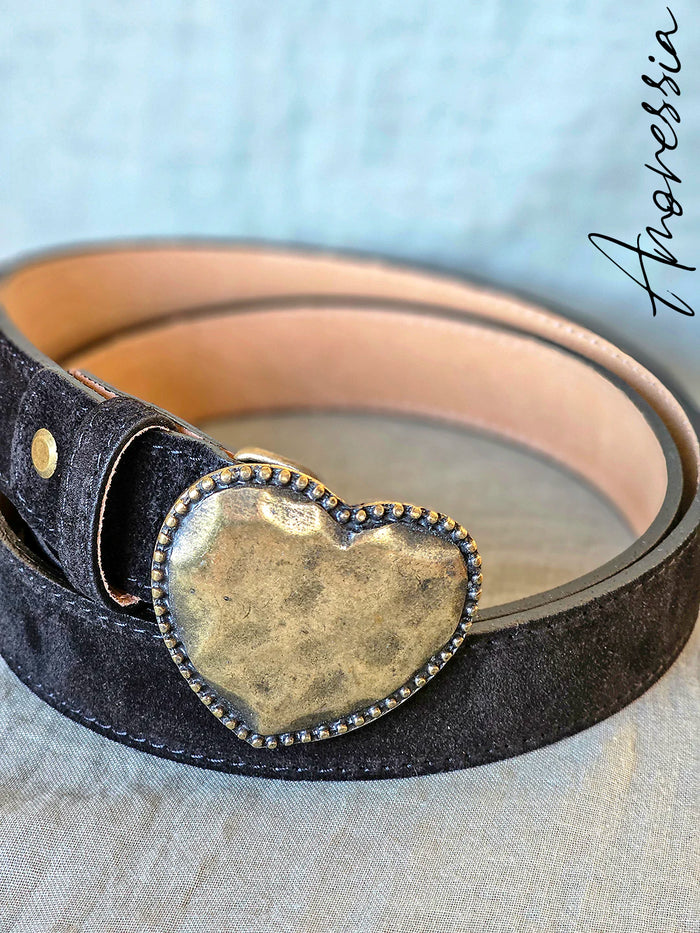 Ceinture Boucle Coeur Noir — Ceinture Noire Boucle Cœur Femme