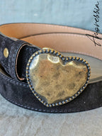 Ceinture Boucle Coeur Noir — Ceinture Noire Boucle Cœur Femme photo portée
