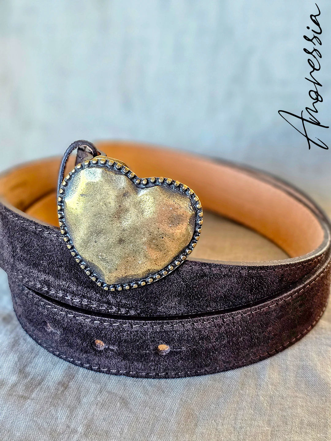 Ceinture Boucle Coeur Choco — Ceinture Chocolat Boucle Cœur Femme