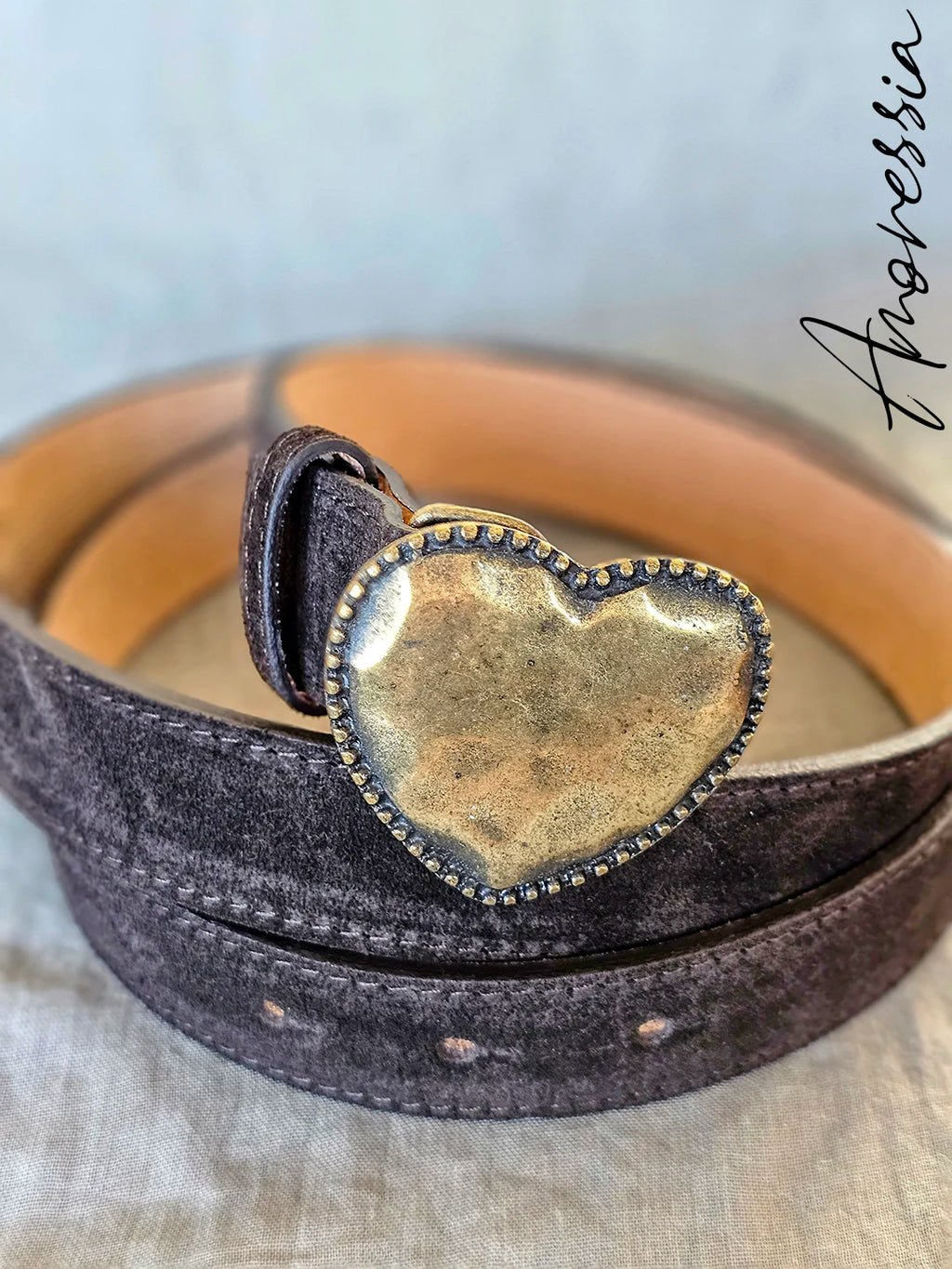 Ceinture Boucle Coeur Choco — Ceinture Chocolat Boucle Cœur Femme vue détail