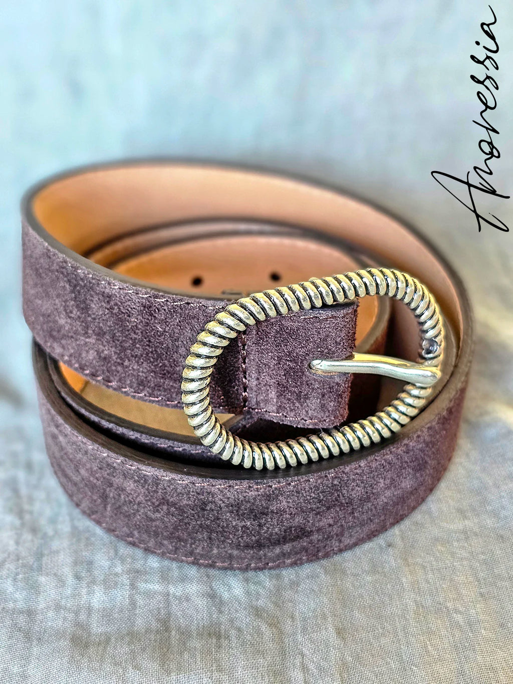 Ceinture Chocolat Boucle Argentée — Ceinture Cuir Chocolat Femme autre vue