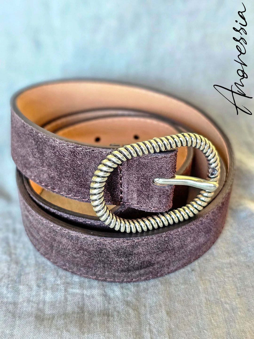 Ceinture Chocolat Boucle Argentée — Ceinture Cuir Chocolat Femme autre vue
