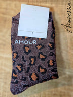 Chaussettes Léopard Paillettes Amour — Chaussettes Léopard Paillettes Femme zoom motif