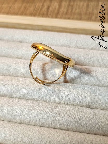 Bague dorée ajustable – Grand anneau creux