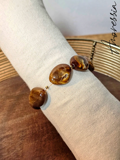 Bracelet élastique marron et doré