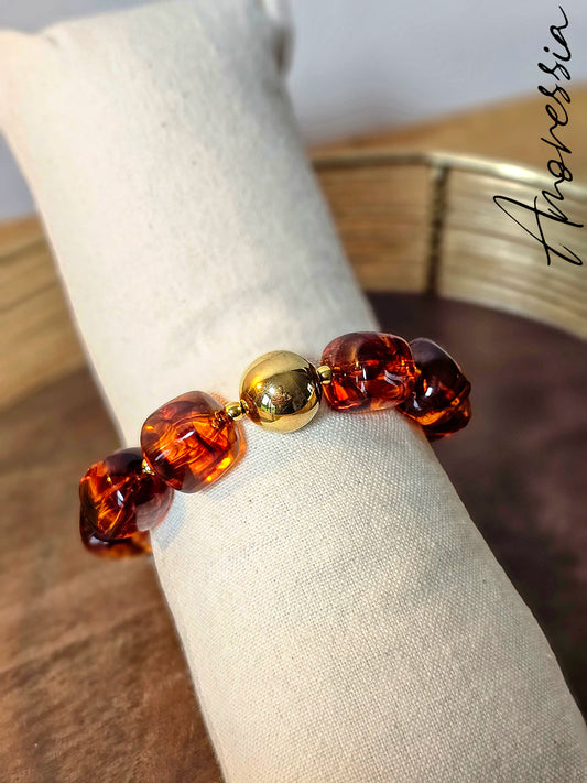 Bracelet résine et perle doré