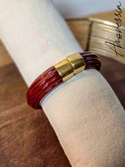 Bracelet Manchette Doré Aimanté Résine
