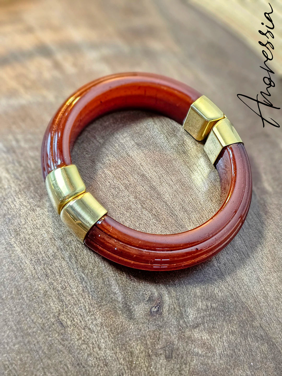 Bracelet Manchette Doré Aimanté Résine