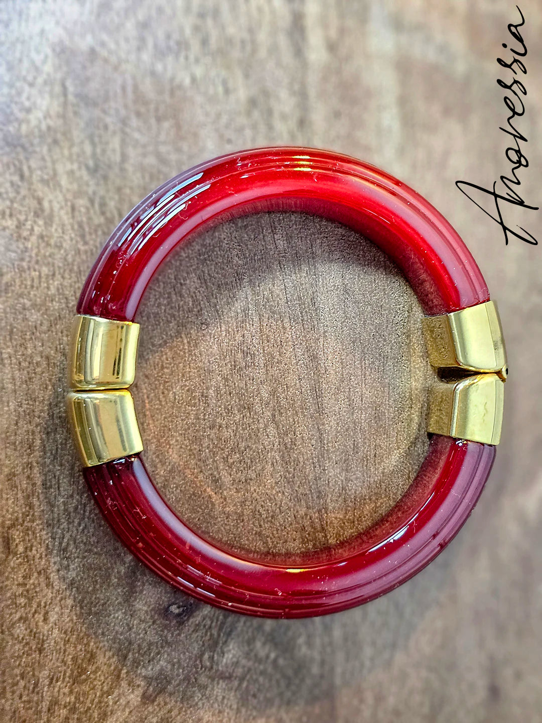 Bracelet Manchette Doré Résine — Bracelet Aimanté Doré Résine Femme autre vue