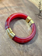Bracelet Manchette Doré Résine — Bracelet Aimanté Doré Résine Femme lifestyle