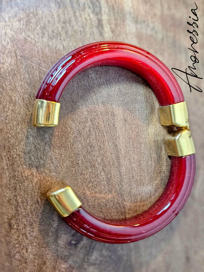 Bracelet Manchette Doré Aimanté Résine