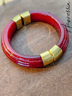 Bracelet Manchette Doré Résine — Bracelet Aimanté Doré Résine Femme bijou