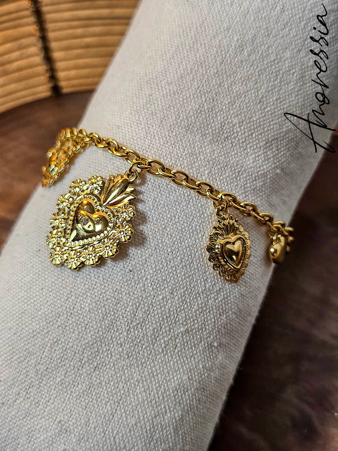 Bracelet Charms Ex Voto — Bracelet Médaille Doré Femme