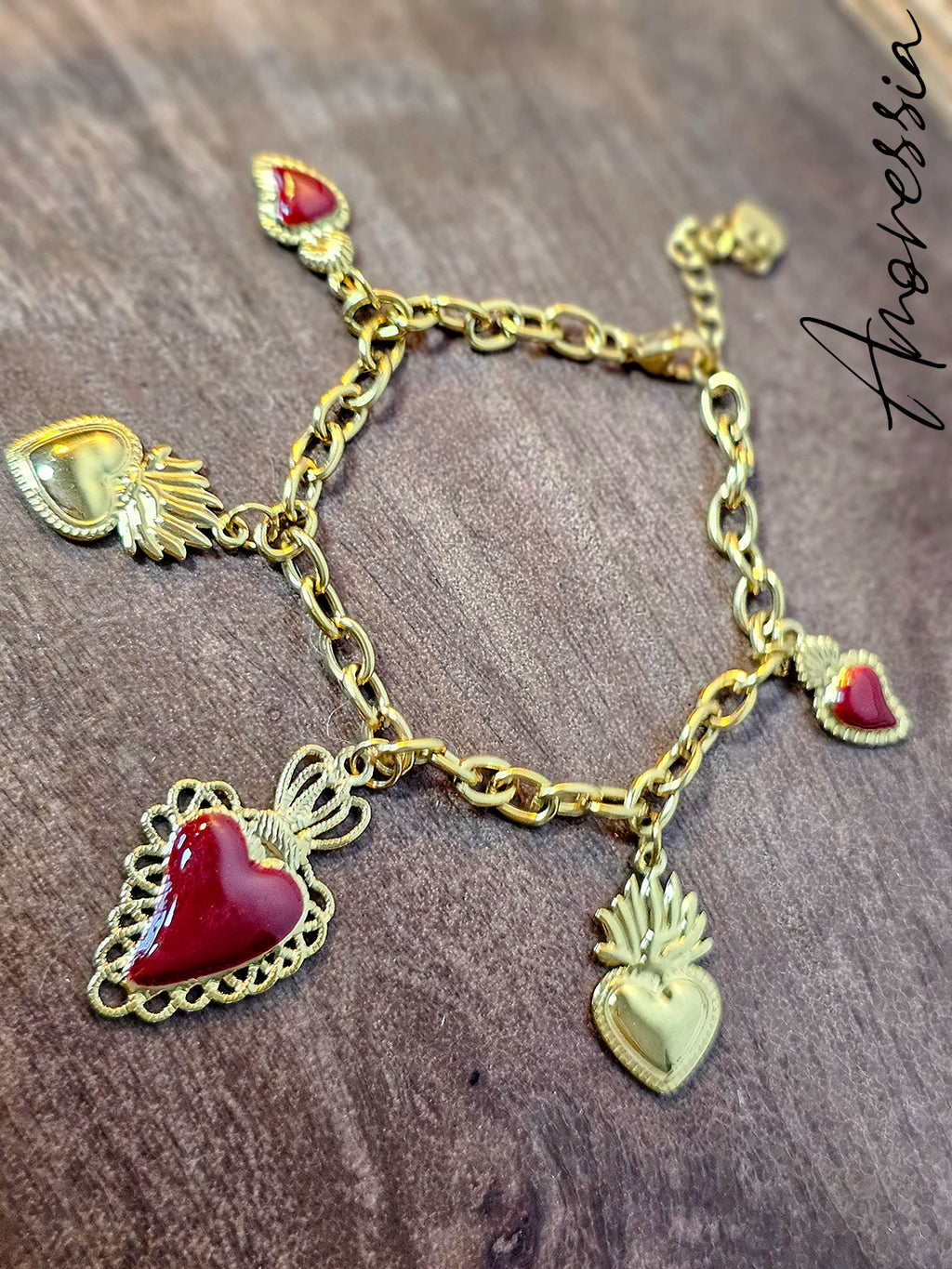Bracelet Charms Ex Voto Rouge — Bracelet Médaille Rouge Femme