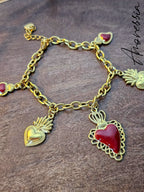 Bracelet Charms Ex Voto Rouge — Bracelet Médaille Rouge Femme vue détail