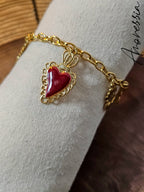 Bracelet Charms Ex Voto Rouge — Bracelet Médaille Rouge Femme autre vue