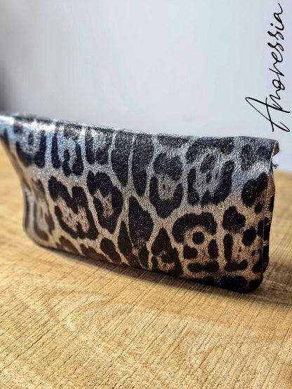 Porte monnaie en cuir irisé léopard