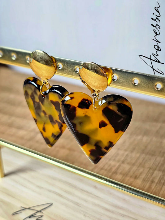 Boucle d'oreilles coeur léopard