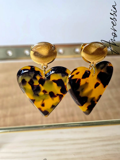 Boucle d'oreilles coeur léopard