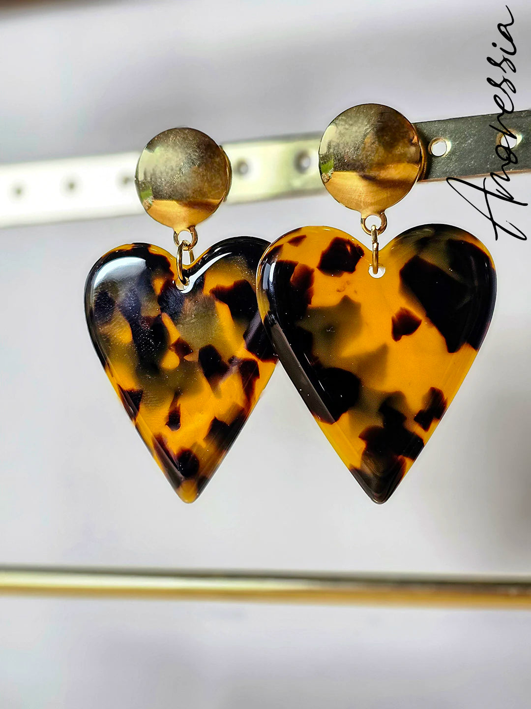 Boucle d'oreilles coeur léopard