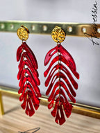 Boucles d'Oreilles Feuilles — Boucles Dorées Feuilles Femme zoom motif