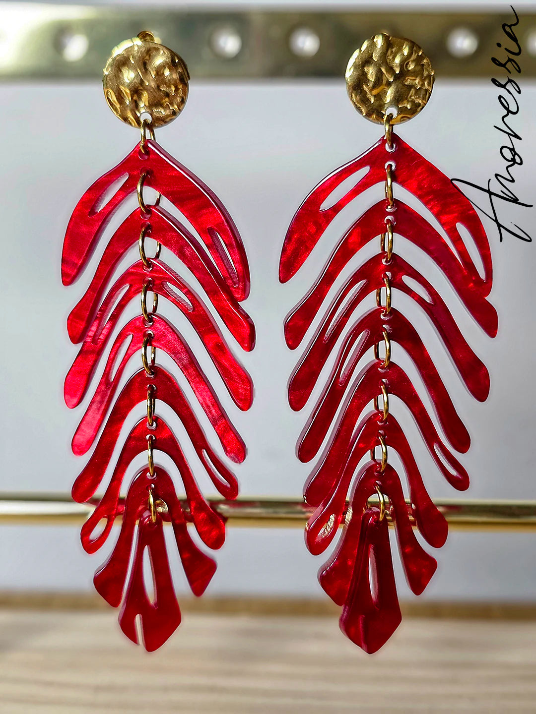 Boucles d'Oreilles Feuilles — Boucles Dorées Feuilles Femme bijou
