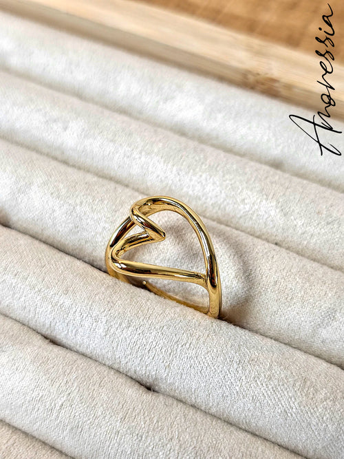 Bague Coeur — Bague Cœur Dorée Femme photo portée
