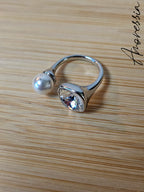Bague Argentée Ouverte Strass — Bague Strass Femme vue détail