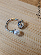 Bague Argentée Ouverte Strass — Bague Strass Femme autre vue