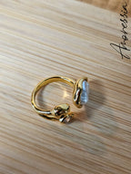 Bague Doré 3 Pierres — Bague Dorée Triple Pierre Femme autre vue