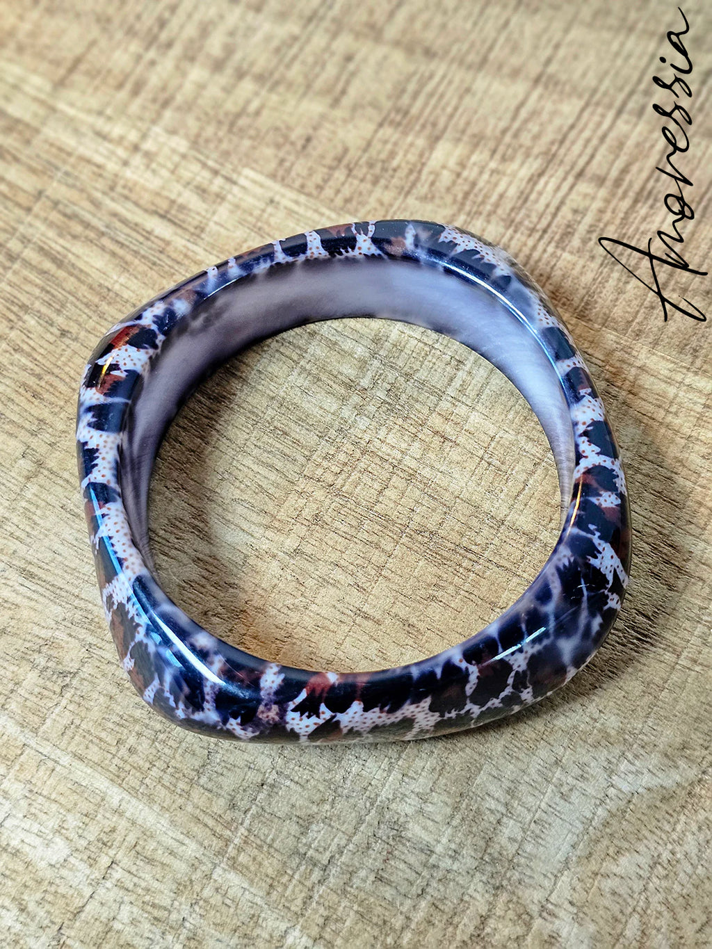 Bracelet Résine Léopard — Bracelet Imprimé Léopard Femme vue détail