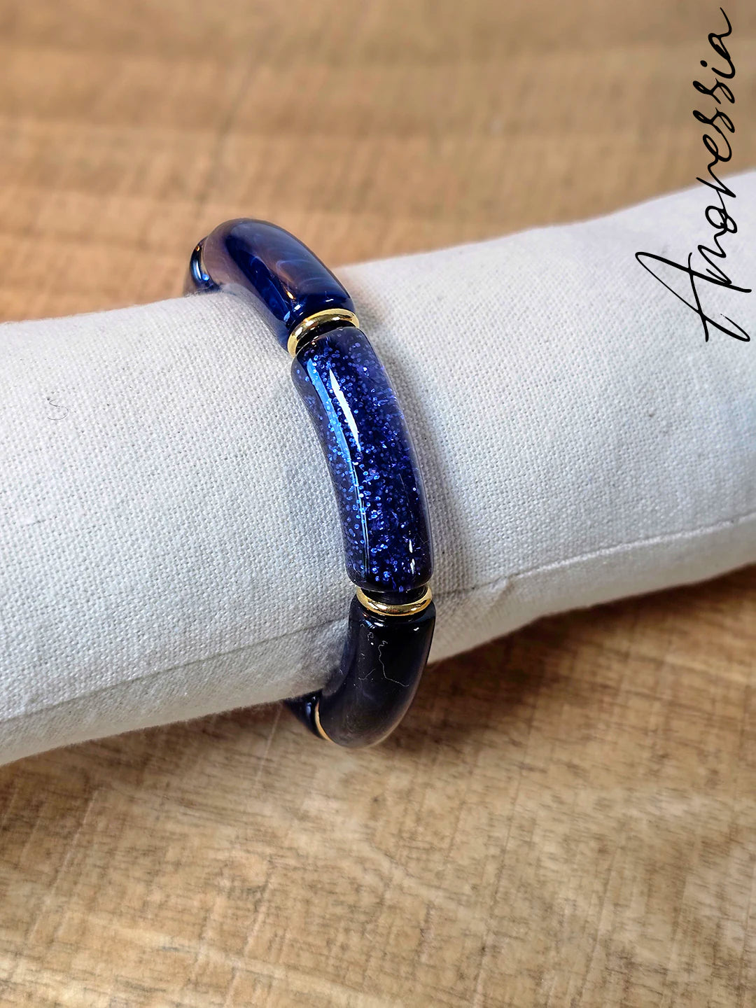 Bracelet Élastique Résine Bleu — Bracelet Résine Bleue Femme